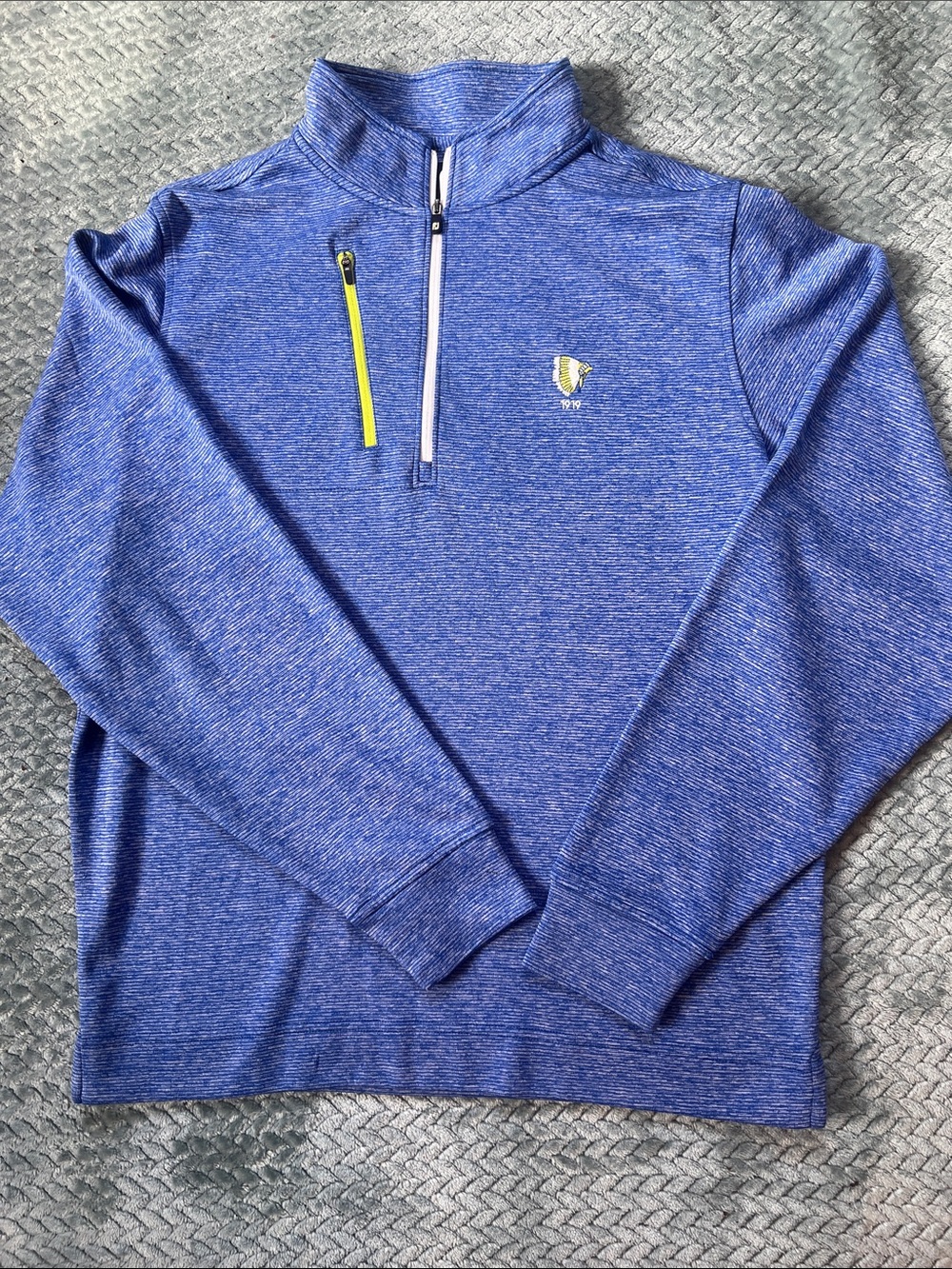 FootJoy Blue Heather Quarter-Zip Pullover with Contrast Zip